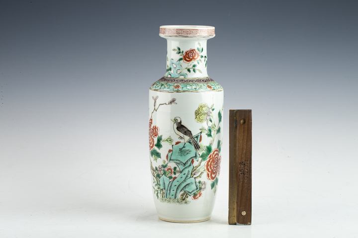 古玩陶瓷清晚·五彩富貴白頭紋棒槌瓶真品鑒賞圖