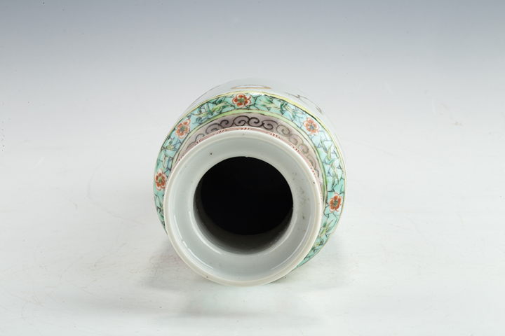 古玩陶瓷清晚·五彩富貴白頭紋棒槌瓶真品鑒賞圖