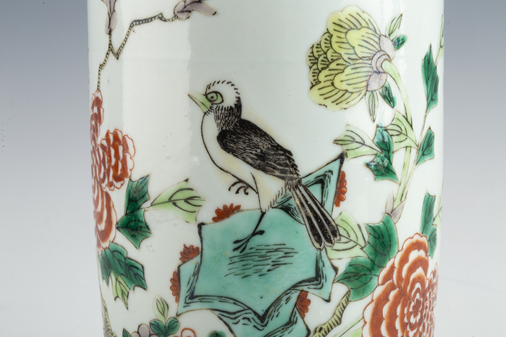 古玩陶瓷清晚·五彩富貴白頭紋棒槌瓶真品鑒賞圖