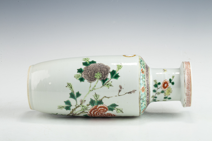 古玩陶瓷清晚·五彩富貴白頭紋棒槌瓶真品鑒賞圖