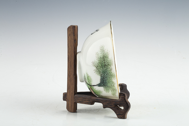 古玩陶瓷民國·粉彩竹隱清風(fēng)紋碗真品鑒賞圖