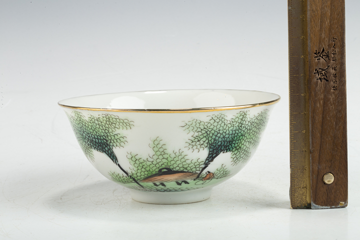 古玩陶瓷民國·粉彩竹隱清風(fēng)紋碗真品鑒賞圖