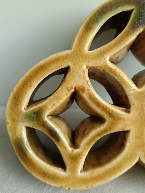 古玩陶瓷明末清初 黃釉財源廣進花瓦真品鑒賞圖