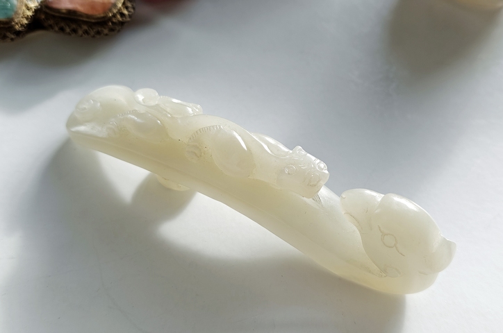 古玩玉器龍鳳呈祥玉帶鉤真品鑒賞圖