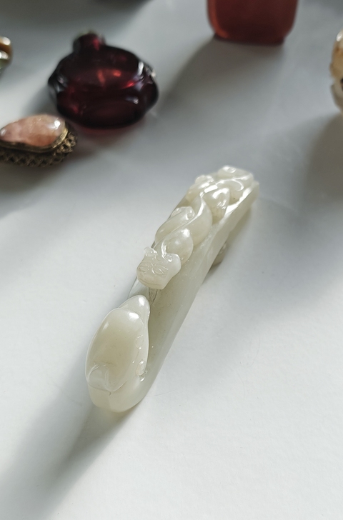 古玩玉器龍鳳呈祥玉帶鉤真品鑒賞圖