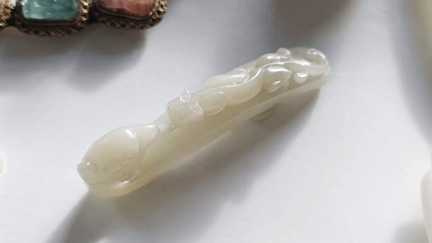 古玩玉器龍鳳呈祥玉帶鉤真品鑒賞圖