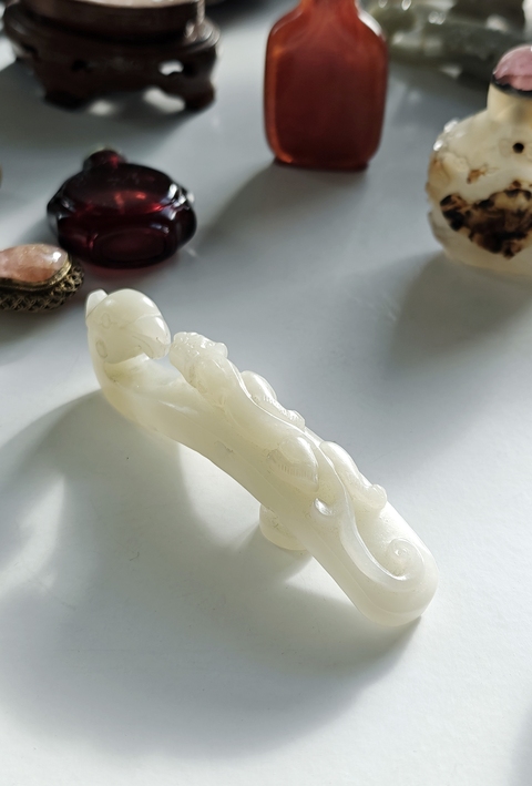 古玩玉器龍鳳呈祥玉帶鉤真品鑒賞圖