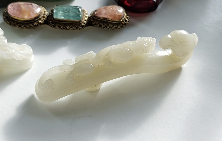 古玩玉器龍鳳呈祥玉帶鉤真品鑒賞圖