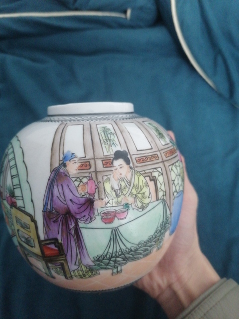 古玩陶瓷人物紋罐真品鑒賞圖