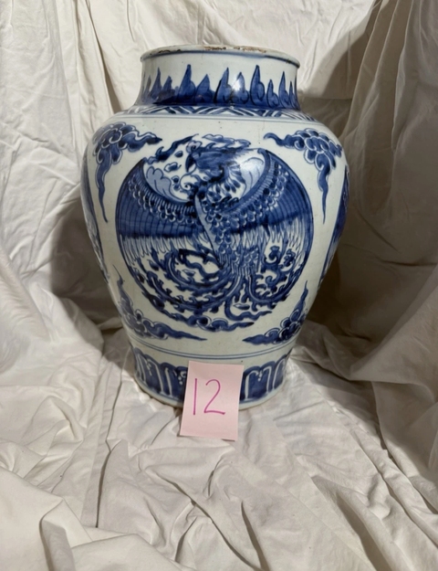 古玩陶瓷青花鳳紋將軍罐真品鑒賞圖