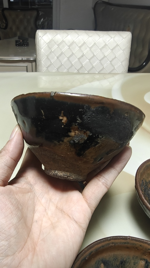 古玩陶瓷建窯黑釉束口盞真品鑒賞圖