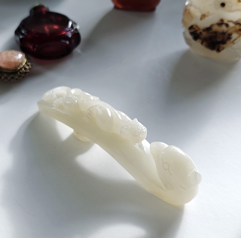 古玩玉器龍鳳呈祥玉帶鉤真品鑒賞圖