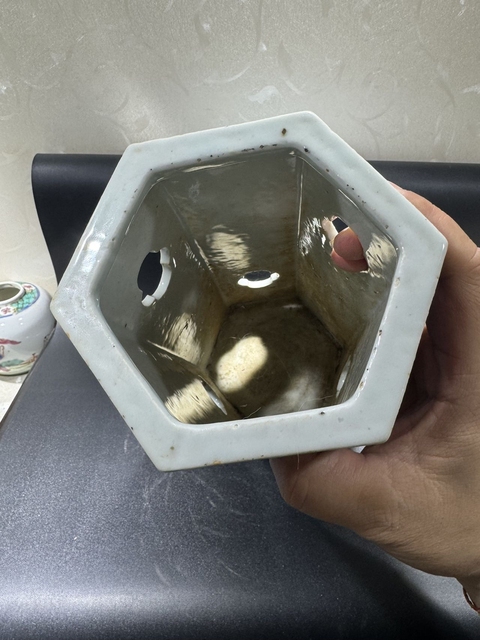 古玩陶瓷青花博古圖六方帽筒真品鑒賞圖