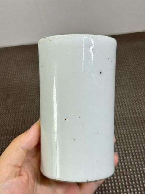 古玩陶瓷五彩獅子紋筆筒真品鑒賞圖