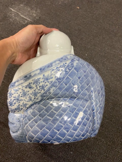 古玩陶瓷青花花卉紋彌勒笑佛真品鑒賞圖