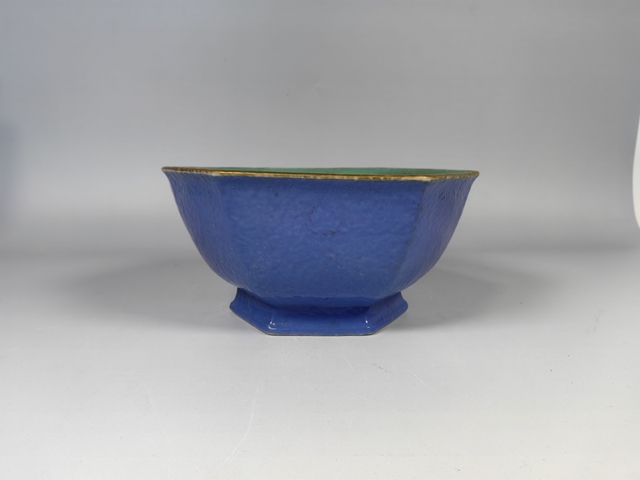 古玩陶瓷咸豐松石綠爐均釉六方供盤真品鑒賞圖