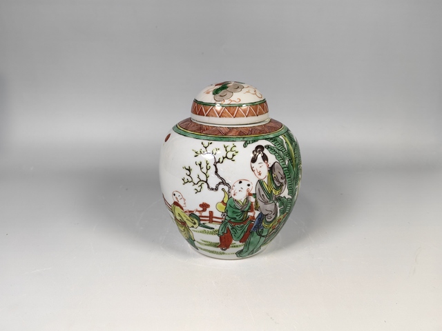 古玩陶瓷晚清民國仕女嬰戲娃娃罐真品鑒賞圖