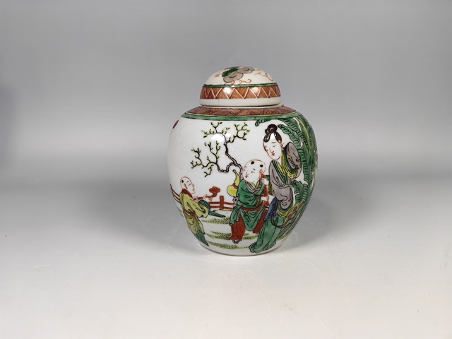 古玩陶瓷晚清民國仕女嬰戲娃娃罐真品鑒賞圖