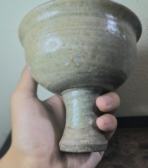 古玩陶瓷青釉高足杯真品鑒賞圖