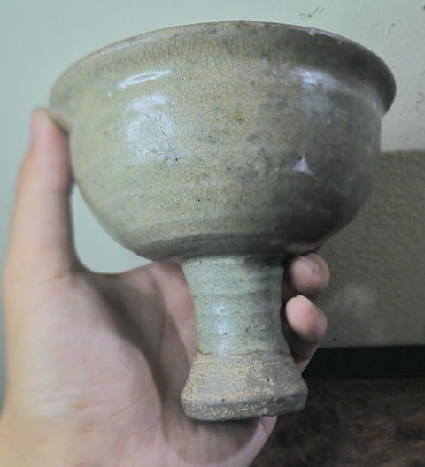 古玩陶瓷青釉高足杯真品鑒賞圖