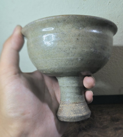 古玩陶瓷青釉高足杯真品鑒賞圖