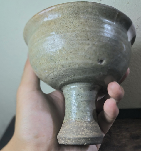 古玩陶瓷青釉高足杯真品鑒賞圖