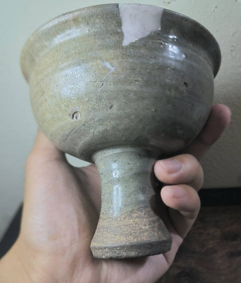 古玩陶瓷青釉高足杯真品鑒賞圖