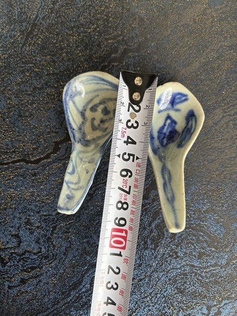 古玩陶瓷青花花卉紋調羹一對拍賣，當前價格188元