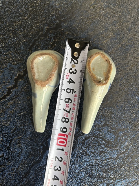 古玩陶瓷青花花卉紋調羹一對拍賣，當前價格188元