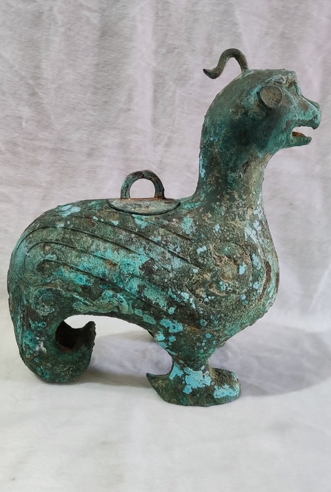 古玩字畫銅瑞獸壺真品鑒賞圖