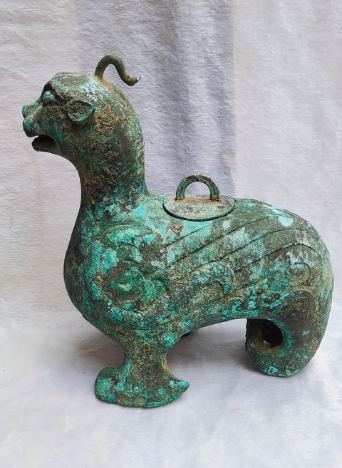 古玩字畫銅瑞獸壺真品鑒賞圖