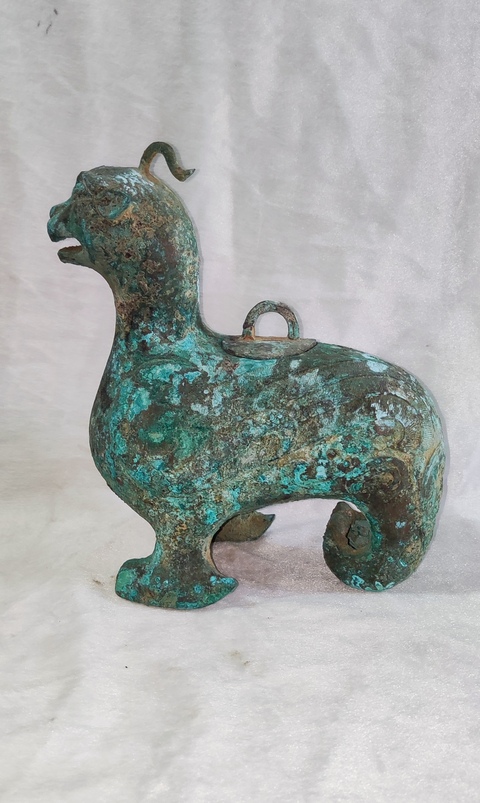 古玩字畫銅瑞獸壺真品鑒賞圖