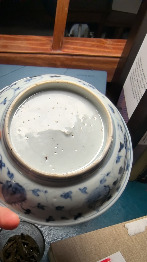 古玩陶瓷明代青人物盤真品鑒賞圖