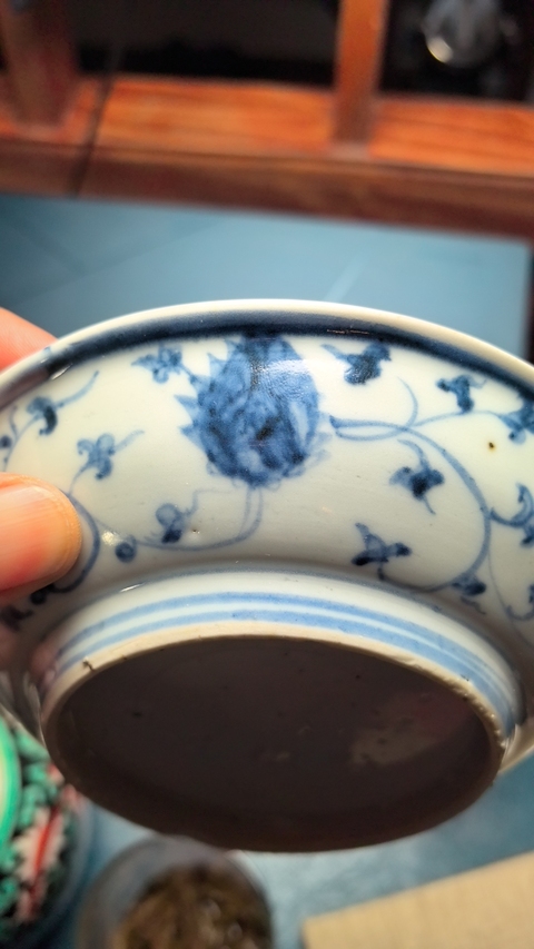 古玩陶瓷明代青人物盤真品鑒賞圖