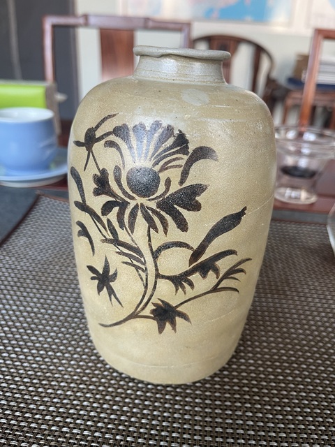 古玩陶瓷大面積修復吉州窯黑花罐真品鑒賞圖