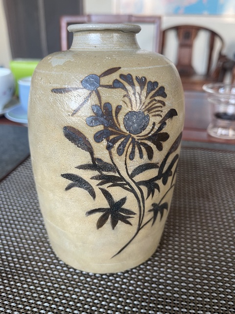 古玩陶瓷大面積修復吉州窯黑花罐真品鑒賞圖