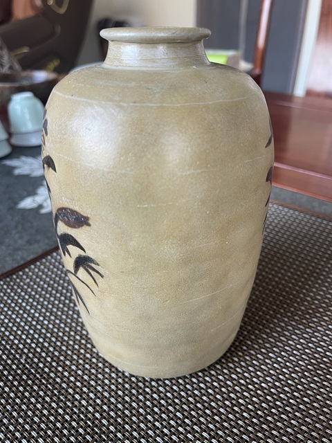 古玩陶瓷大面積修復吉州窯黑花罐真品鑒賞圖