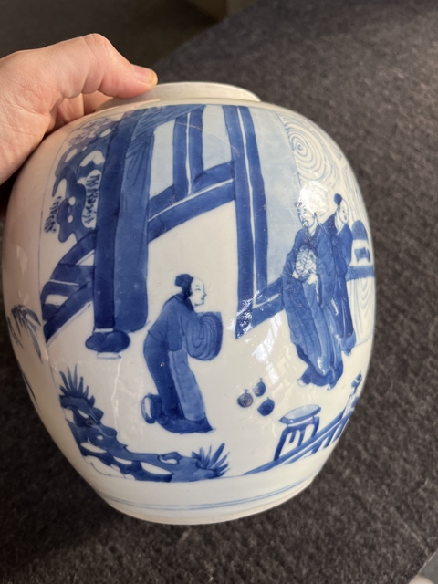 古玩陶瓷人物紋青花罐真品鑒賞圖