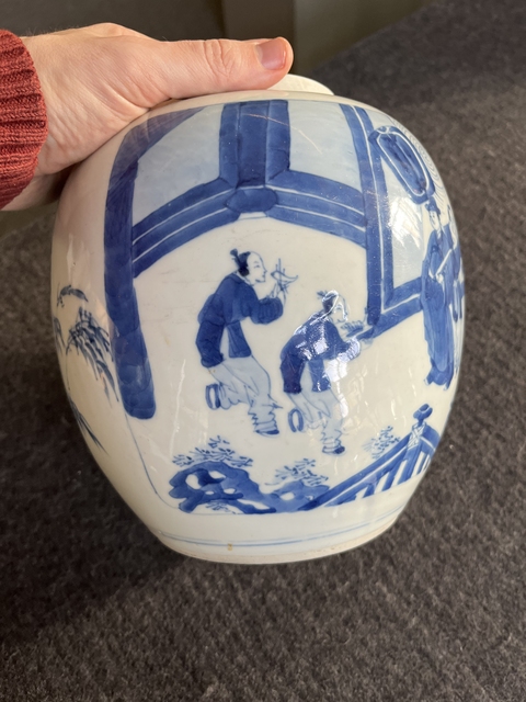 古玩陶瓷人物紋青花罐真品鑒賞圖