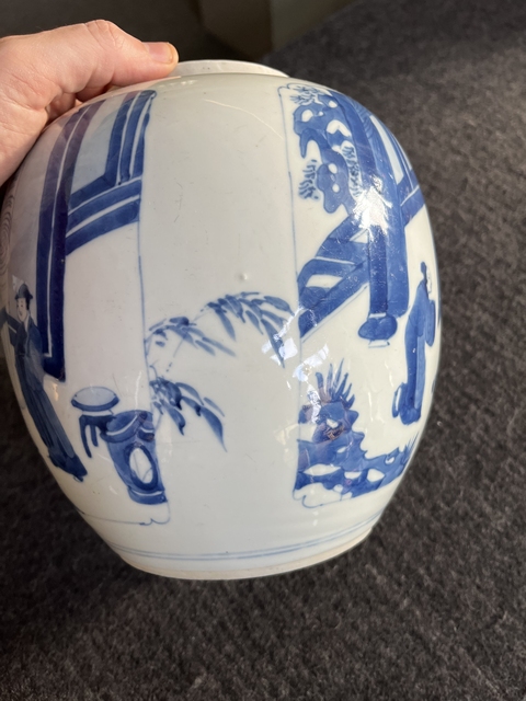 古玩陶瓷人物紋青花罐真品鑒賞圖