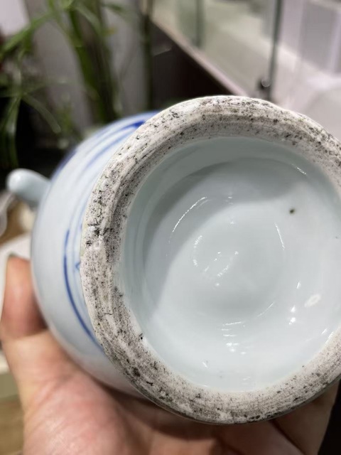 古玩陶瓷明崇禎 青花人物紋茶壺真品鑒賞圖