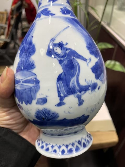 古玩陶瓷明崇禎 青花人物紋茶壺真品鑒賞圖