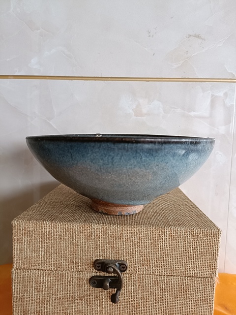 古玩陶瓷鈞窯天藍釉碗真品鑒賞圖