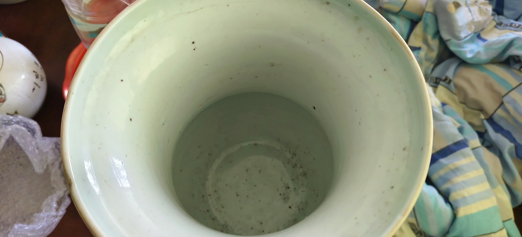 古玩陶瓷花卉紋粉彩渣斗真品鑒賞圖