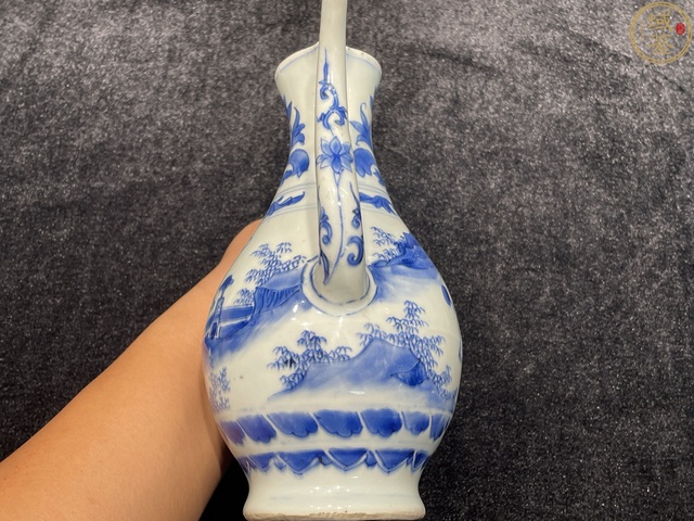 古玩陶瓷明崇禎 青花人物紋執壺真品鑒賞圖