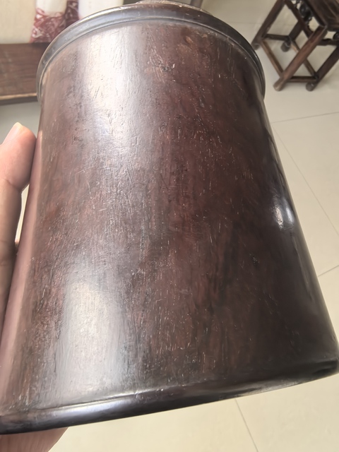 古玩雜項紫檀木雕筆筒真品鑒賞圖