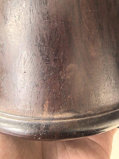 古玩雜項紫檀木雕筆筒真品鑒賞圖