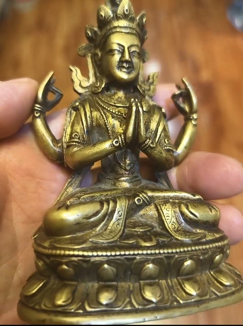 古玩銅器銅四臂觀音真品鑒賞圖