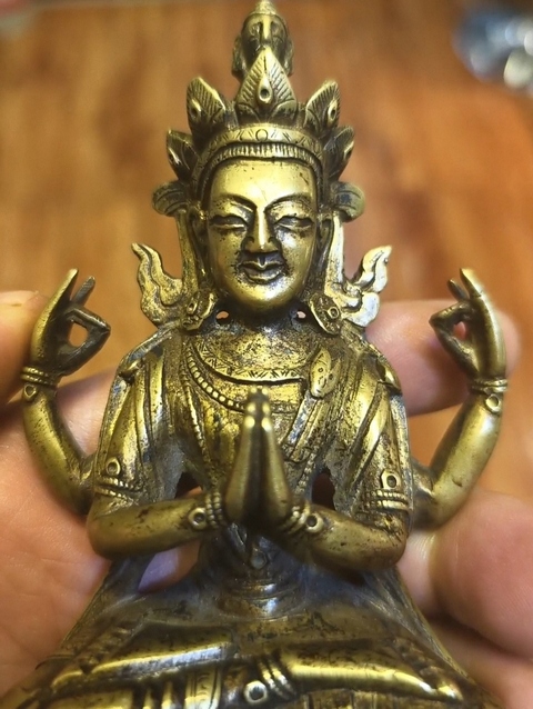 古玩銅器銅四臂觀音真品鑒賞圖