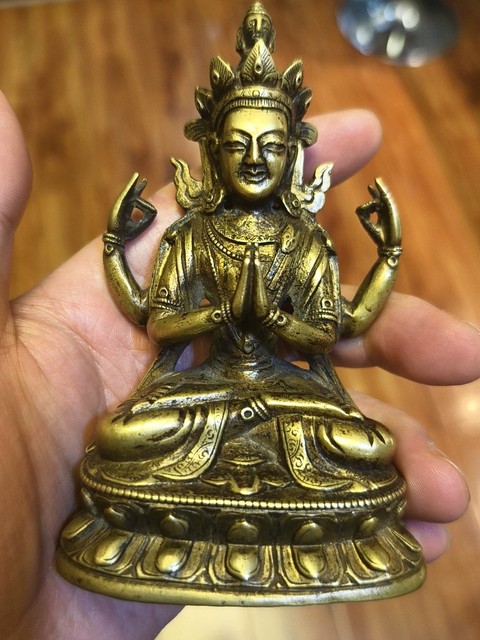 古玩銅器銅四臂觀音真品鑒賞圖